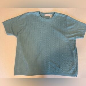 Alfred Dunner teal crew neck short sleeve sweater size 3X